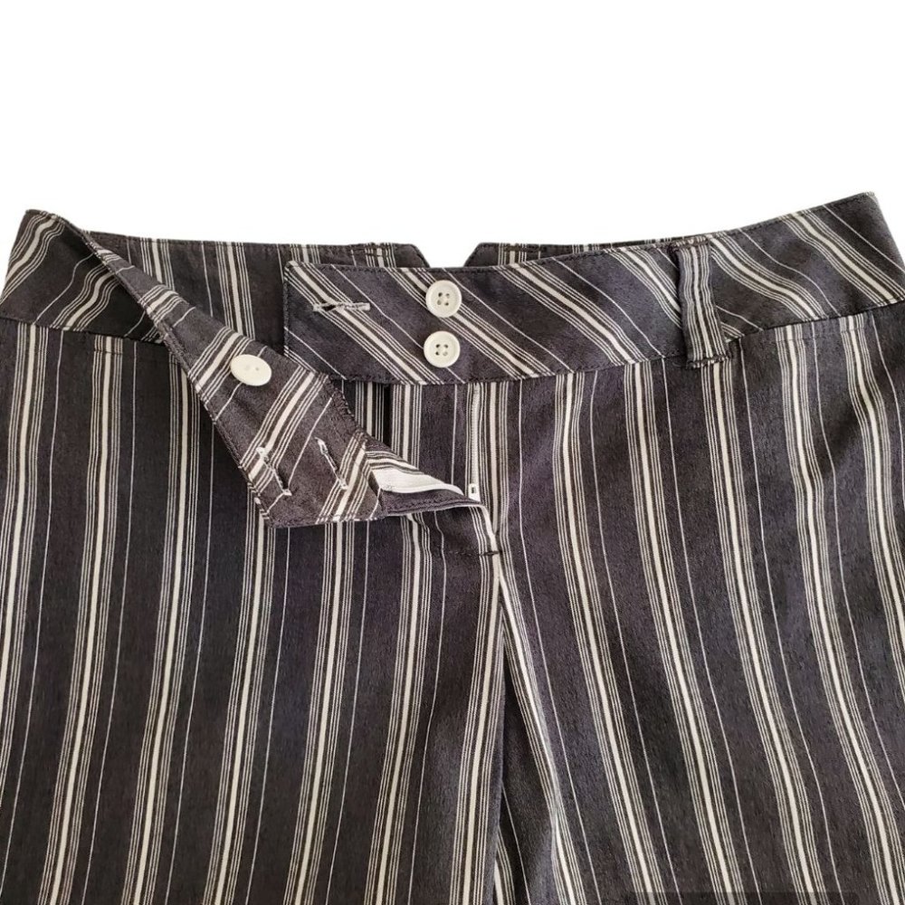 Ann Taylor Loft Striped Cuffed Crop Pants | Like New | 2P | Charcoal White - Picture 10 of 16
